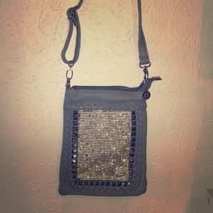 Blue rhinestone purse